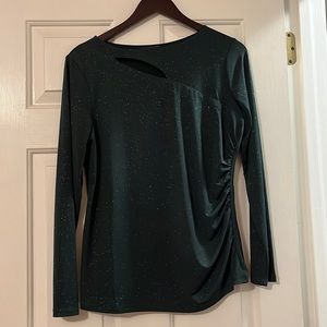 Vince Camuto Long Sleeve Sparkle Jersey Asymmetrical Cutout Top Green Large
